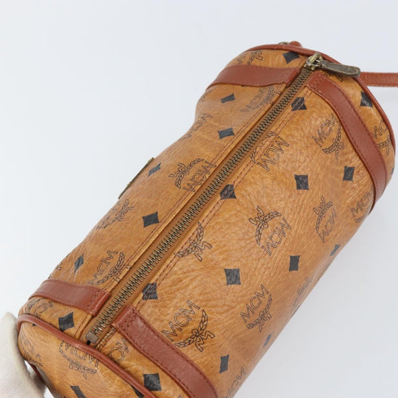 MCM Logogram Vicetos Shoulder Bag PVC Leather Brown Gold Auth gh1398