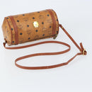 MCM Logogram Vicetos Shoulder Bag PVC Leather Brown Gold Auth gh1398-7