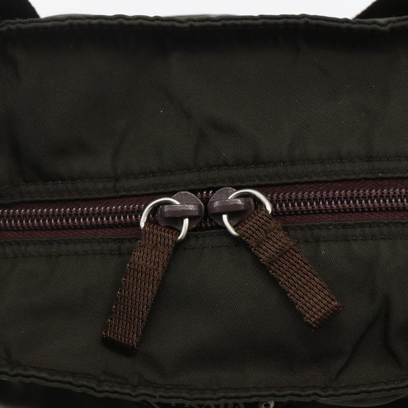 PRADA Tote Bag Nylon Khaki Silver Auth gh1399