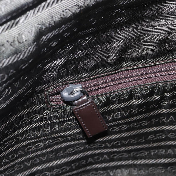 PRADA Tote Bag Nylon Khaki Silver Auth gh1399