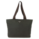PRADA Tote Bag Nylon Khaki Silver Auth gh1399-13