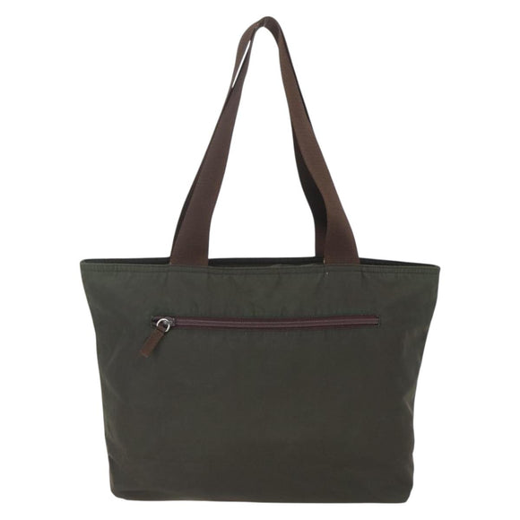 PRADA Tote Bag Nylon Khaki Silver Auth gh1399