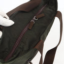 PRADA Tote Bag Nylon Khaki Silver Auth gh1399-6