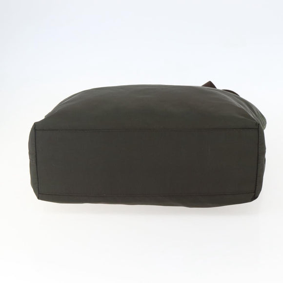 PRADA Tote Bag Nylon Khaki Silver Auth gh1399