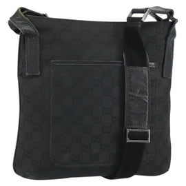 GUCCI GG Canvas Shoulder Bag Black Silver 293572 Auth gh1400