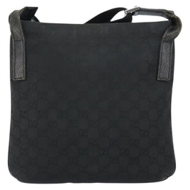 GUCCI GG Canvas Shoulder Bag Black Silver 293572 Auth gh1400 - 0