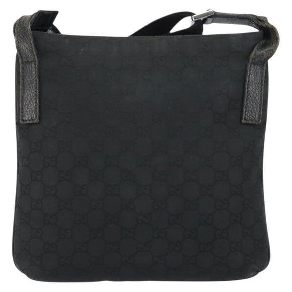GUCCI GG Canvas Shoulder Bag Black Silver 293572 Auth gh1400