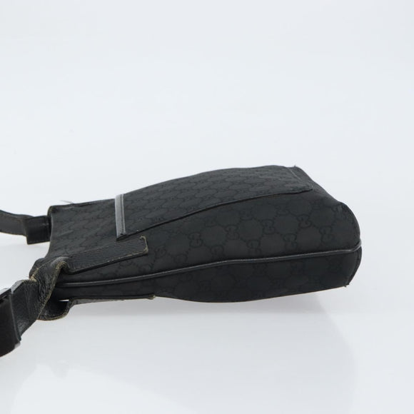 GUCCI GG Canvas Shoulder Bag Black Silver 293572 Auth gh1400