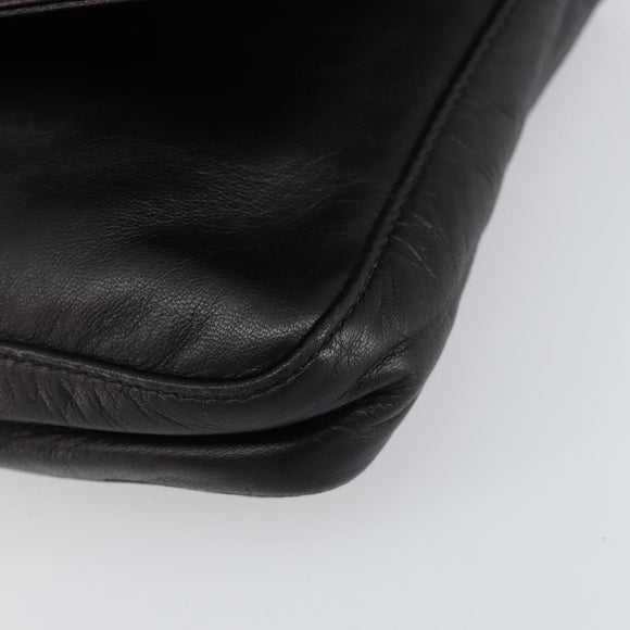 FENDI Shoulder Bag Leather Black Gold Auth gh1401