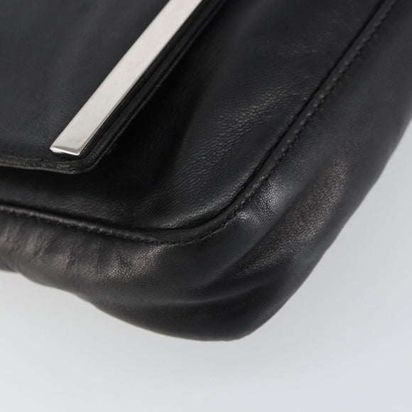 FENDI Shoulder Bag Leather Black Gold Auth gh1401