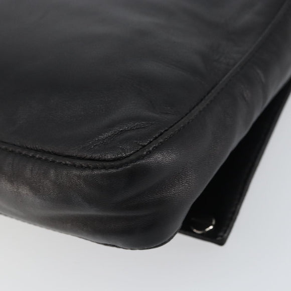 FENDI Shoulder Bag Leather Black Gold Auth gh1401