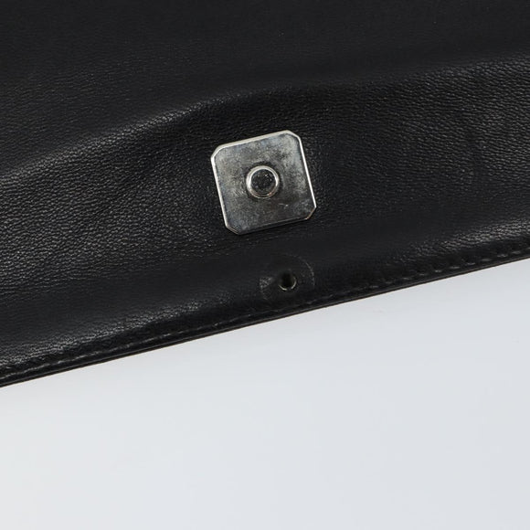 FENDI Shoulder Bag Leather Black Gold Auth gh1401