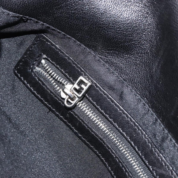 FENDI Shoulder Bag Leather Black Gold Auth gh1401