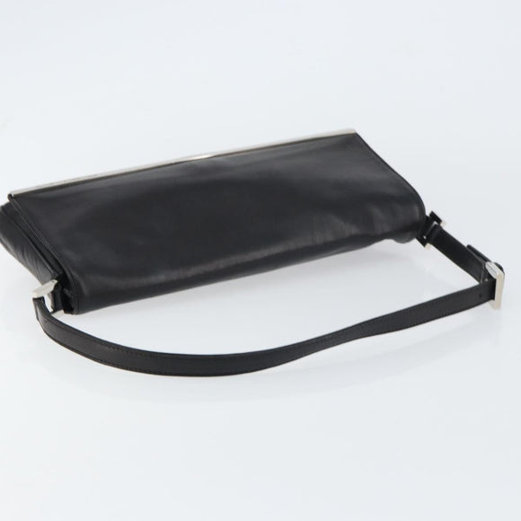 FENDI Shoulder Bag Leather Black Gold Auth gh1401