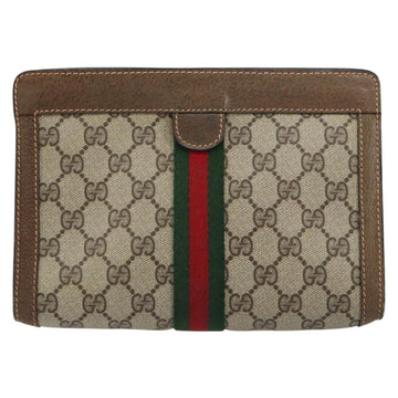 GUCCI GG Supreme Web Sherry Line Clutch Bag PVC Beige Red 89 01 001 Auth gh1405 - 0