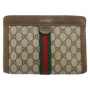 GUCCI GG Supreme Web Sherry Line Clutch Bag PVC Beige Red 89 01 001 Auth gh1405-3