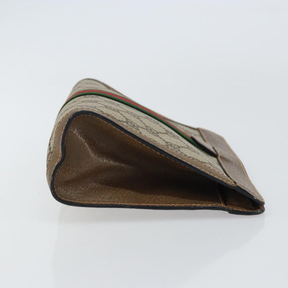 GUCCI GG Supreme Web Sherry Line Clutch Bag PVC Beige Red 89 01 001 Auth gh1405