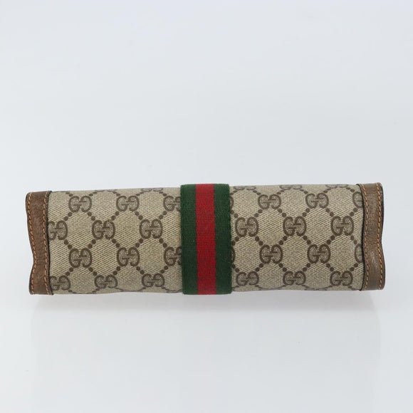 GUCCI GG Supreme Web Sherry Line Clutch Bag PVC Beige Red 89 01 001 Auth gh1405