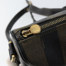 FENDI Pecan Canvas Shoulder Bag PVC Black Brown gold Auth gh1406-15