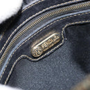 FENDI Pecan Canvas Shoulder Bag PVC Black Brown gold Auth gh1406-16