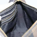 FENDI Pecan Canvas Shoulder Bag PVC Black Brown gold Auth gh1406-18