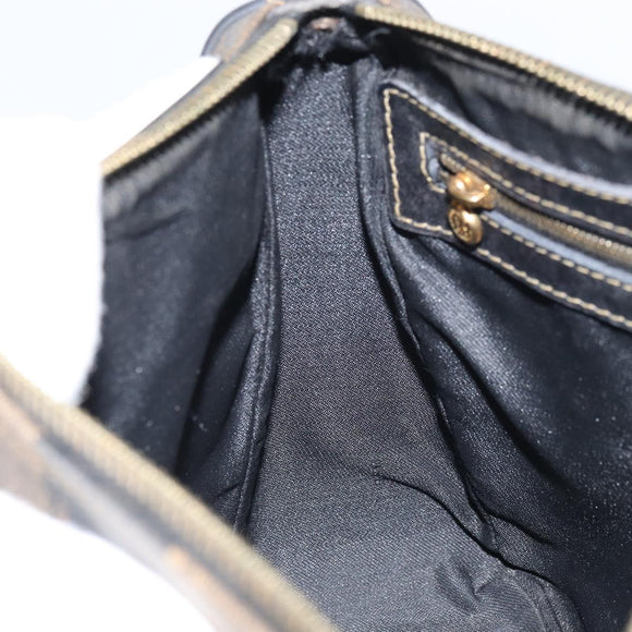 FENDI Pecan Canvas Shoulder Bag PVC Black Brown gold Auth gh1406