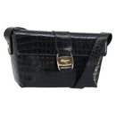 Salvatore Ferragamo Vala Vala Shoulder Bag Leather Black Gold Auth gh1408-1