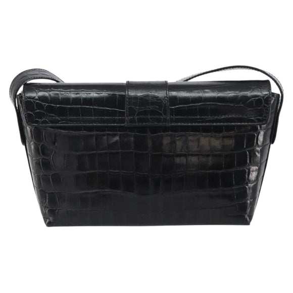 Salvatore Ferragamo Vala Vala Shoulder Bag Leather Black Gold Auth gh1408