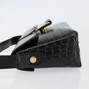 Salvatore Ferragamo Vala Vala Shoulder Bag Leather Black Gold Auth gh1408-4