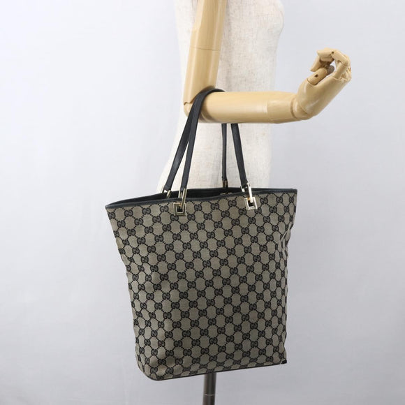 GUCCI GG Canvas Tote Bag Zwart Goud 002 1098 2404 Auth gh1410