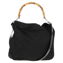 GUCCI Bamboo Hand Bag Nylon 2way Black Gold 001 2058 1577 5 Auth gh1412-1