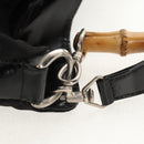 GUCCI Bamboo Hand Bag Nylon 2way Black Gold 001 2058 1577 5 Auth gh1412-9