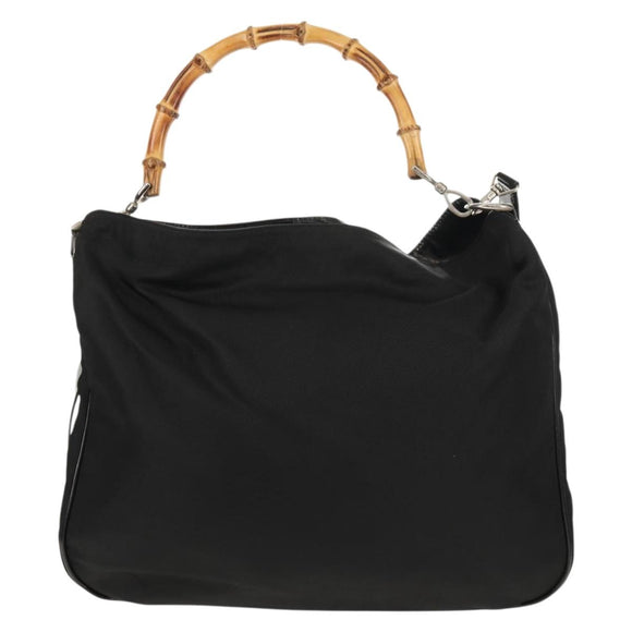 GUCCI Bamboo Hand Bag Nylon 2way Black Gold 001 2058 1577 5 Auth gh1412