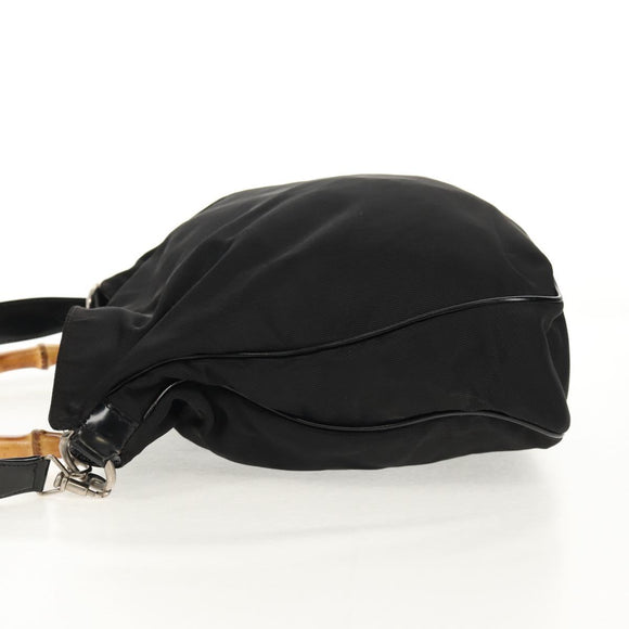 GUCCI Bamboo Hand Bag Nylon 2way Black Gold 001 2058 1577 5 Auth gh1412