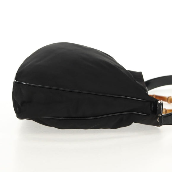 GUCCI Bamboo Hand Bag Nylon 2way Black Gold 001 2058 1577 5 Auth gh1412