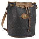 Christian Dior Honeycomb Canvas Shoulder Bag PVC Black Gold Auth gh1414-1