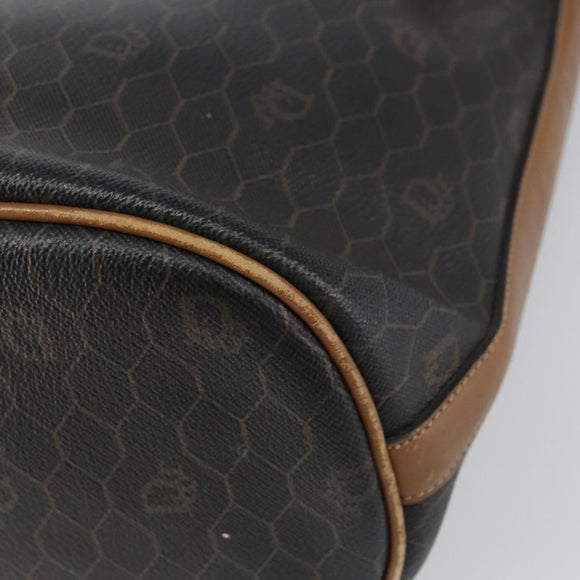 Christian Dior Honeycomb Canvas Shoulder Bag PVC Black Gold Auth gh1414