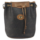 Christian Dior Honeycomb Canvas Shoulder Bag PVC Black Gold Auth gh1414-2