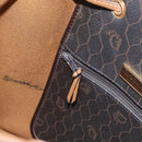Christian Dior Honeycomb Canvas Shoulder Bag PVC Black Gold Auth gh1414-20
