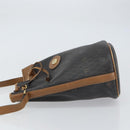 Christian Dior Honeycomb Canvas Shoulder Bag PVC Black Gold Auth gh1414-5