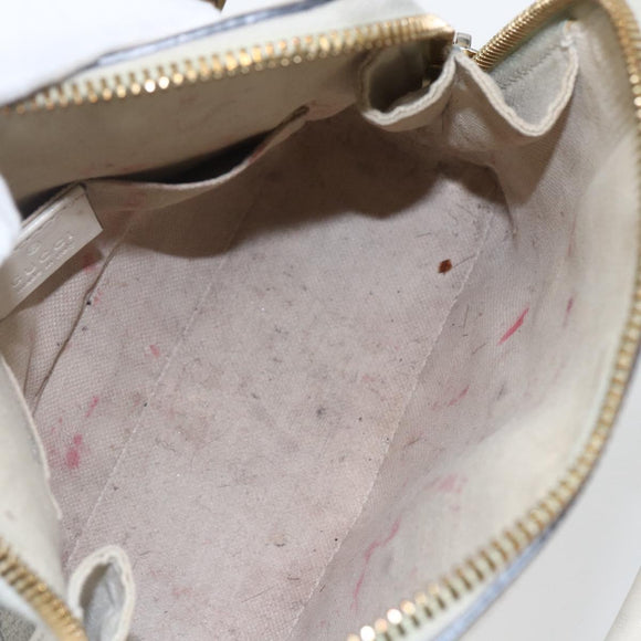 GUCCI GG Supreme Horsebit Bag PVC 2way Beige White gold 640716 Auth gh1419