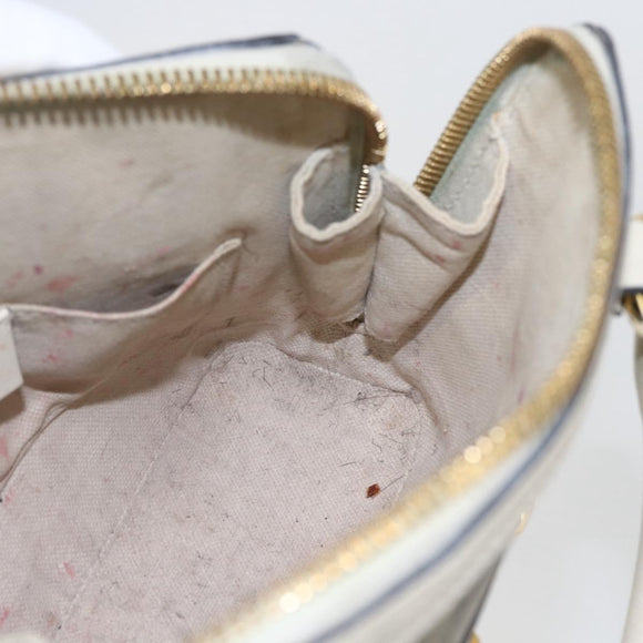 GUCCI GG Supreme Horsebit Bag PVC 2way Beige White gold 640716 Auth gh1419