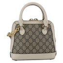 GUCCI GG Supreme Horsebit Bag PVC 2way Beige White gold 640716 Auth gh1419-2