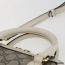 GUCCI GG Supreme Horsebit Bag PVC 2way Beige White gold 640716 Auth gh1419-14