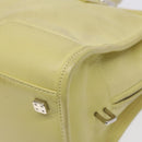LOEWE Anagram Americana 28 Hand Bag Leather Cream Silver Auth gh142-15