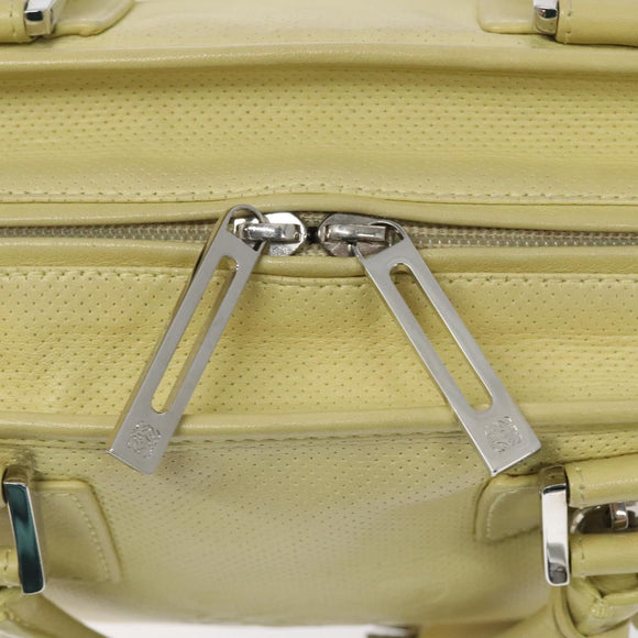 LOEWE Anagram Americana 28 Hand Bag Leather Cream Silver Auth gh142