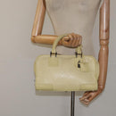 LOEWE Anagram Americana 28 Hand Bag Leather Cream Silver Auth gh142-23