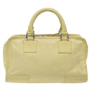LOEWE Anagram Americana 28 Hand Bag Leather Cream Silver Auth gh142-2
