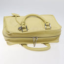 LOEWE Anagram Americana 28 Hand Bag Leather Cream Silver Auth gh142-6