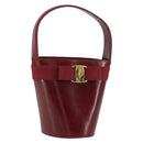 Salvatore Ferragamo Vala Hand Bag Leather Red Gold Auth gh1422-1